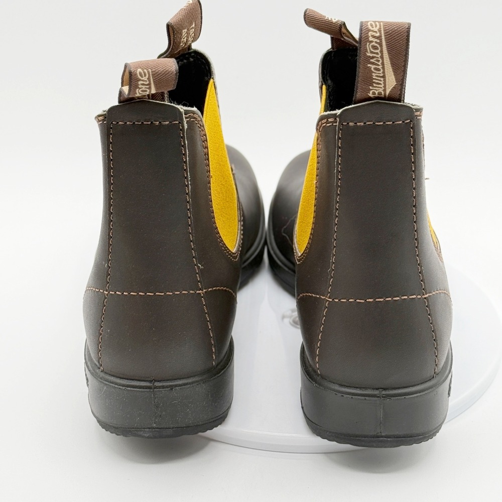 Blundstone Brown Chelsea Ankle Boots with Yellow Elastic - Picture 5 of 10